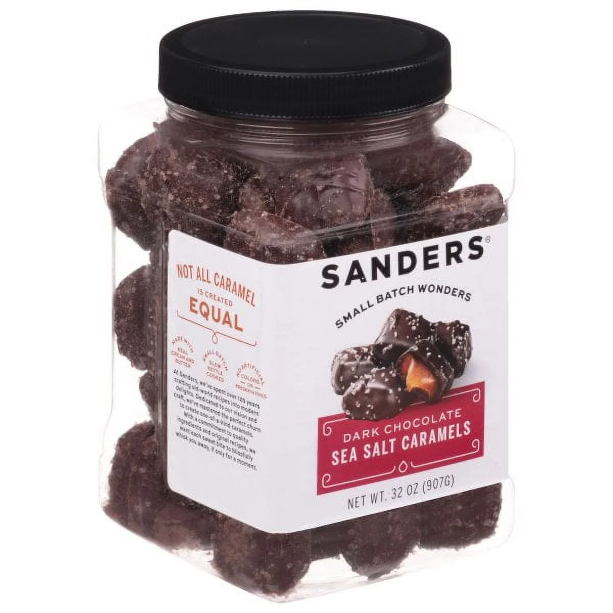 Sanders Original Small Batch Dark Chocolate Sea Salt Caramels Tub, 32 Oz