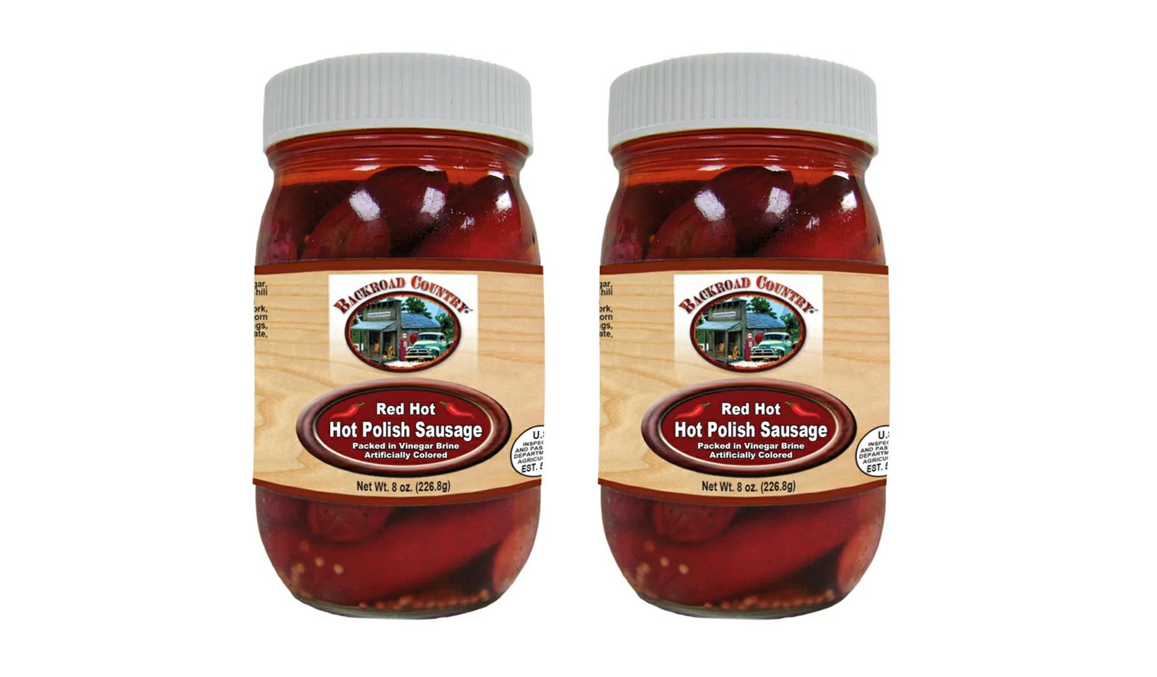 Backroad Country Pickled Hot Polish Sausage, 2-Pack 8 oz. PET Jars