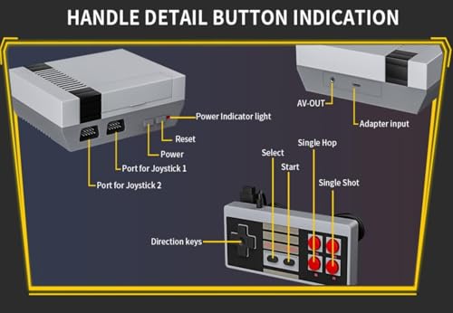 Retro Game Console,Classic Mini Handheld Video Game Console Built-in 620 Classic Edition Games, AV Output and Dual Game Controllers