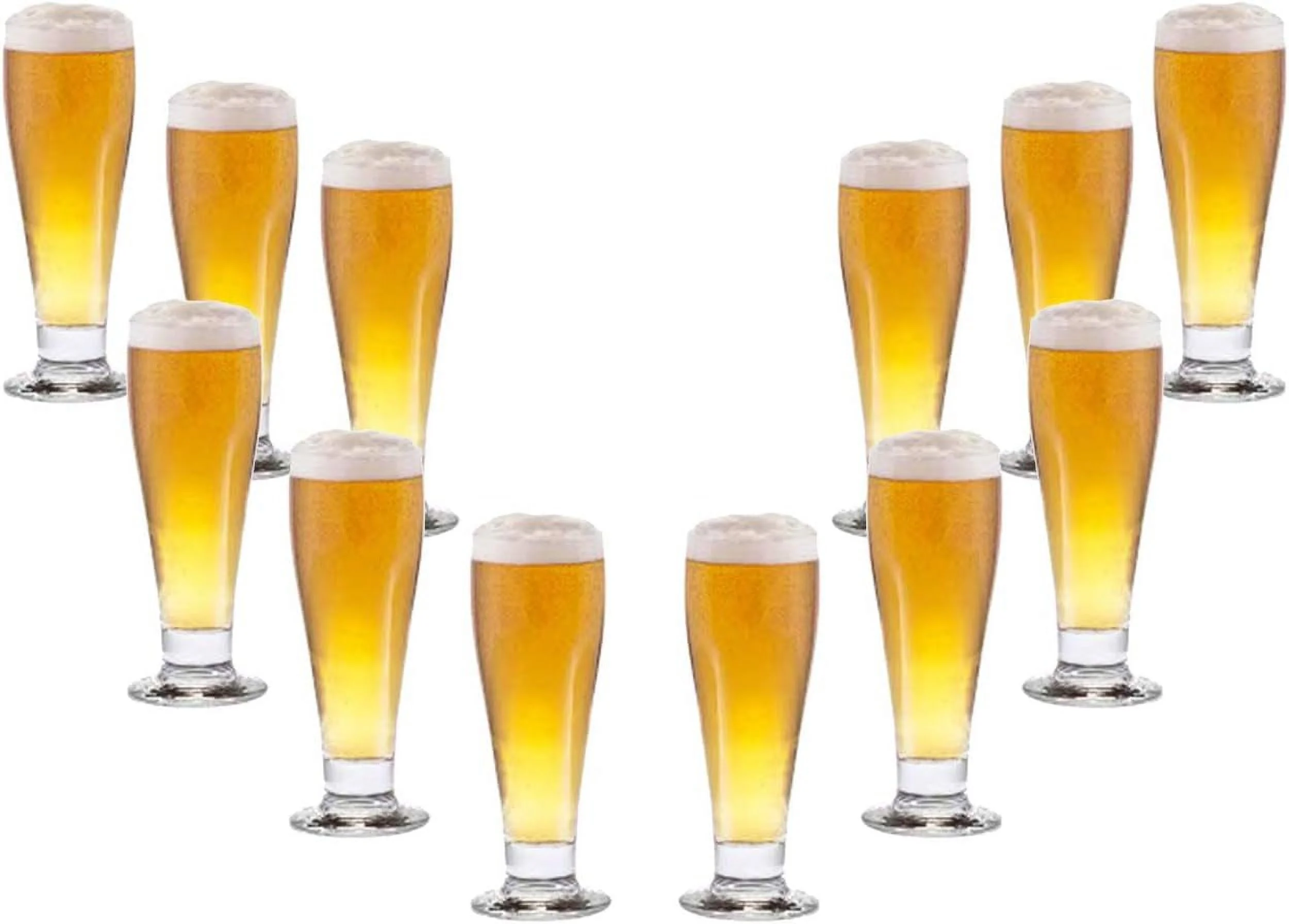 Pilsner Glasses Set 10.5 Oz, Modern Clear Party Glassware Set Of (12)