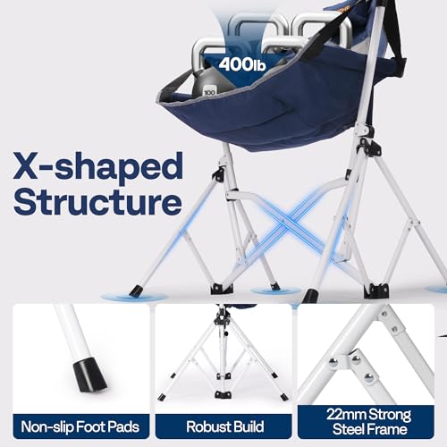 VIVOHOME Hammock Camping Chair, Portable Outdoor Swinging Rocking Chairs for Adults with Adjustable Pillow, Back and Height for Travelling, Backyard, Patio, Supports 400 lbs, 600D Breathable Mesh