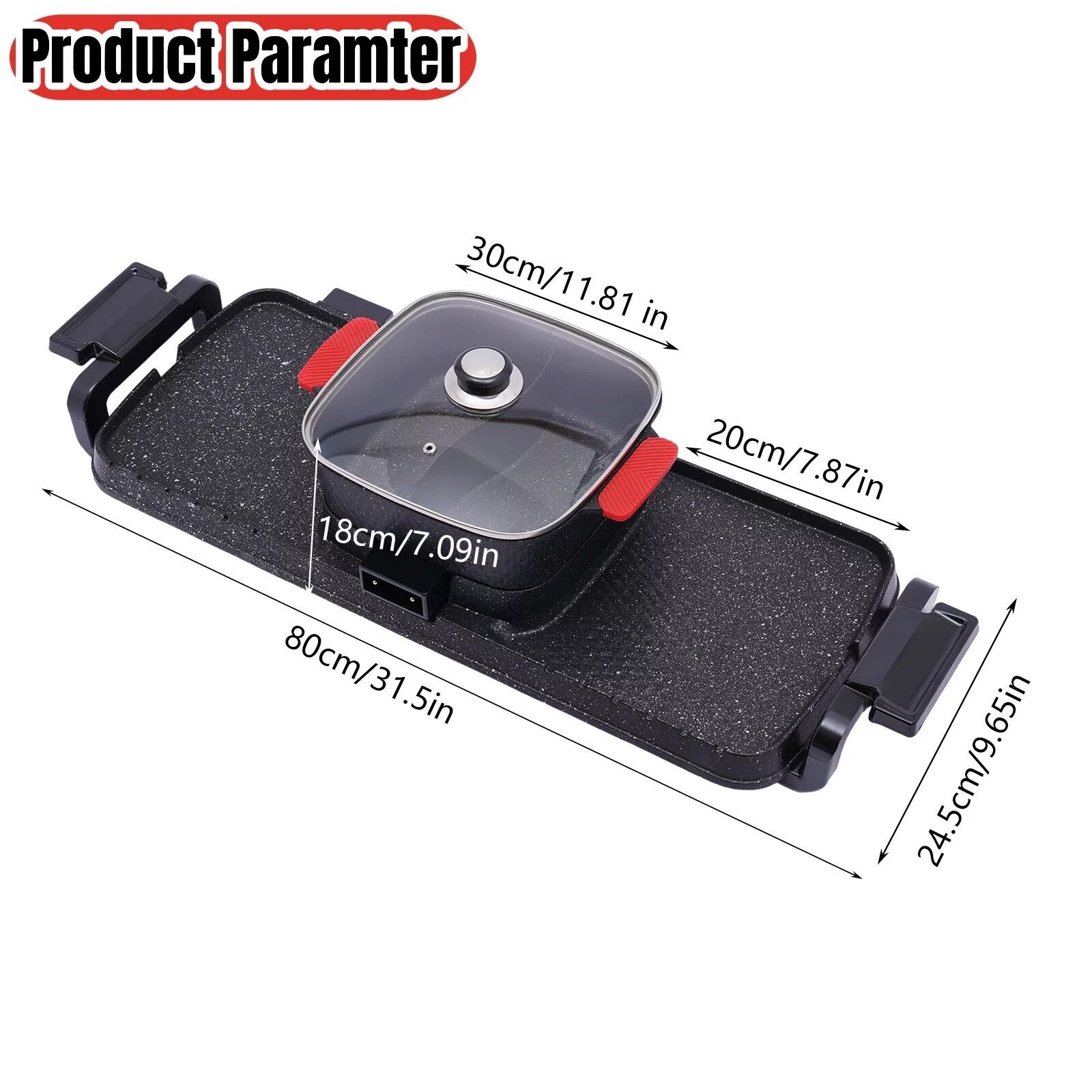 2200W 2 in 1 Electric Smokeless Grill and Hot Pot BBQ Grill Shabu Pot Kit 110V