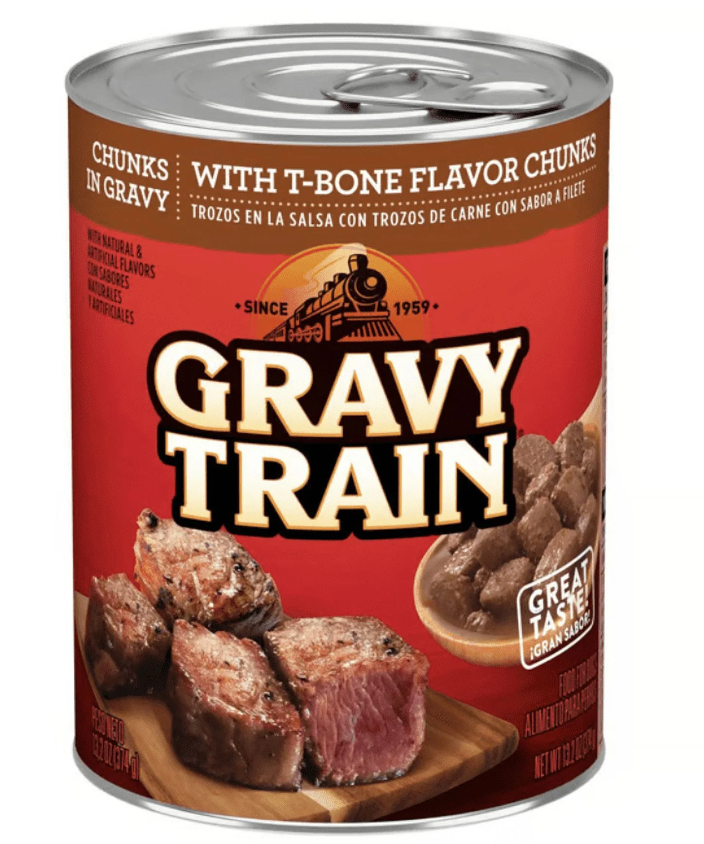 Gravy Train T-Bone Flavor Chunks in Gravy Wet Dog Food Can Pack of 4| (13.2 oz each)