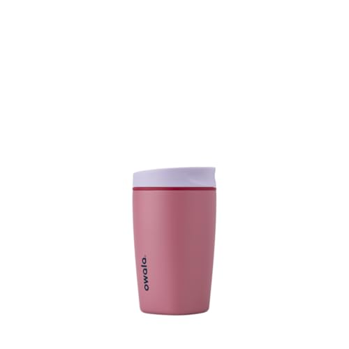 Owala SmoothSip Slider Insulated Stainless Steel Coffee Tumbler, Reusable Iced Coffee Cup, Hot Coffee Travel Mug, BPA Free 12 oz, Purple/Pink (Crochet Queen)
