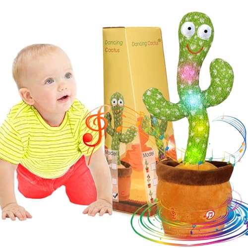 Emoin Christmas Dancing Cactus Toy, Talking Cactus Baby Toys for Baby Christmas Toy Gift Singing Repeats What You Say Baby Interactive Plush