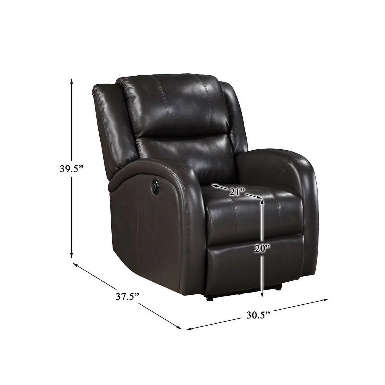 Lexicon Foxcroft Modern Wood & Faux Leather Power Reclining Chair in Brown