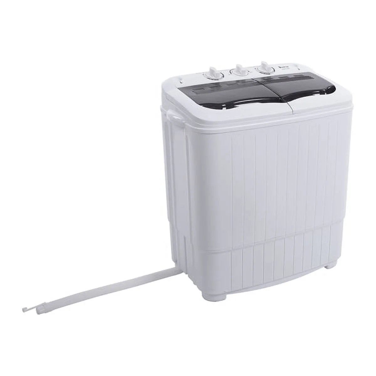 Fithood Compact Twin Tub with Built-in Drain Pump XPB35-ZK35 14.3(7.7 6.6)lbs Semi-automatic Gray Cover Washing Machine