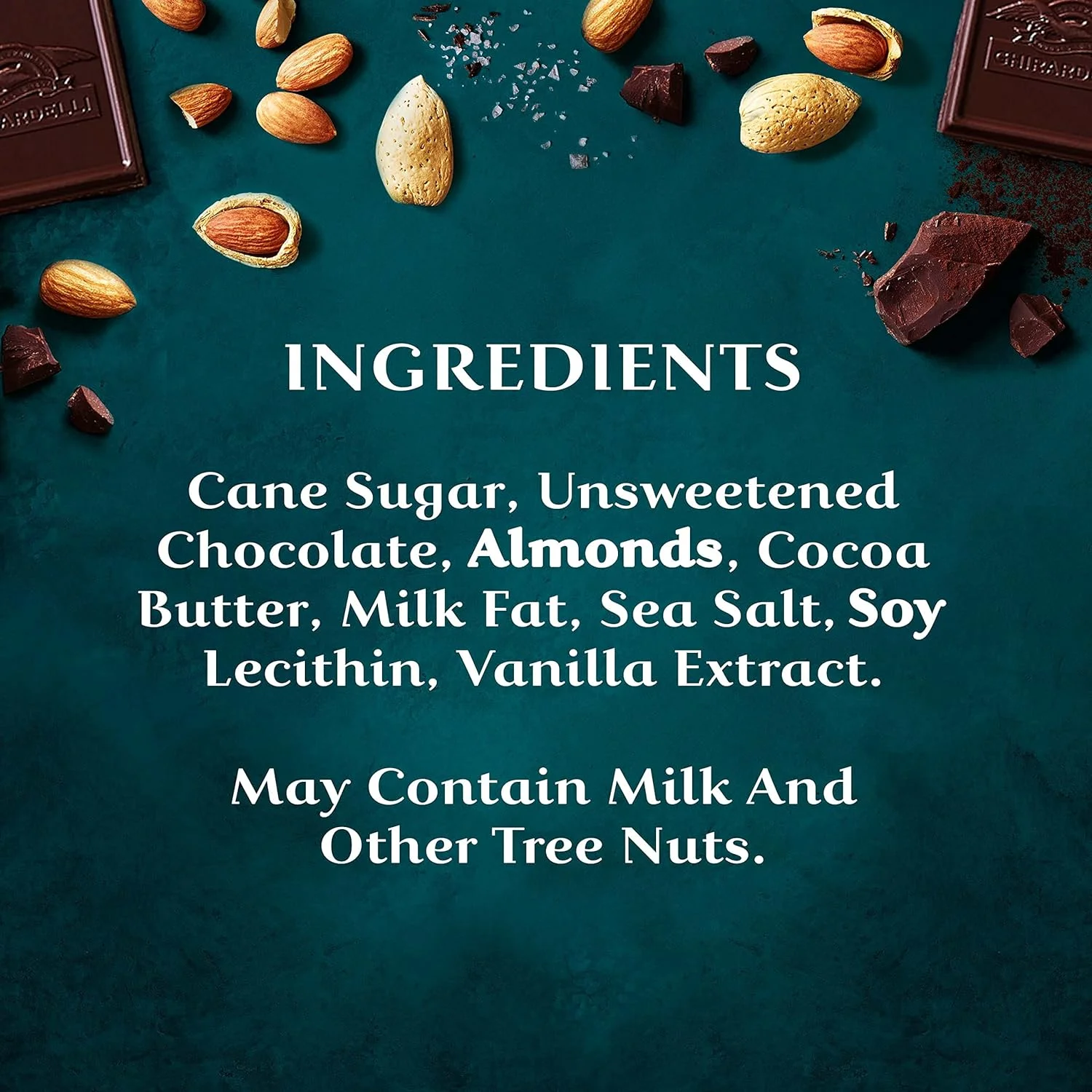 GHIRARDELLI Sea Salt Almond, Intense Dark Chocolate Bar, Valentine’S Day Chocolate Gifts, 3.5 Ounce Bar (Pack Of 4)