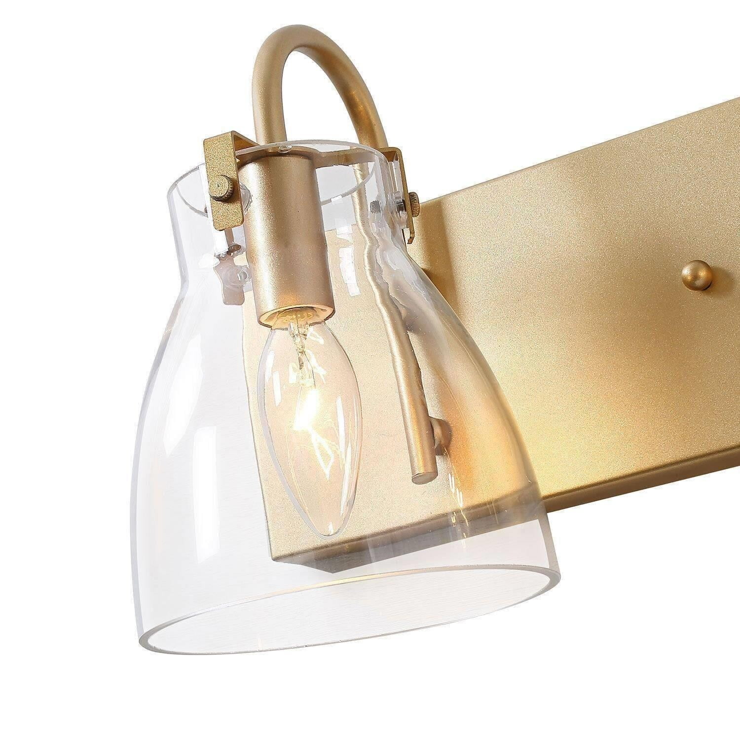 Maxia Modern Glam Clear Glass  Gold 3-Light Wall Sconce Bathroom Vanity Lights - L22