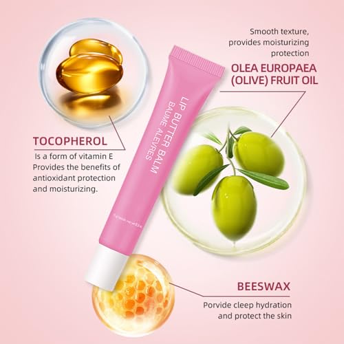 4 PCS Summer Special Lip Butter Balm – Ultra-Hydrating Lip Care with Shea Butter & Olive Oil, Soothes Dry Lips with Natural Tint & Gloss Effect, Lip Plumper Moisture & Light Lip Stain Finish