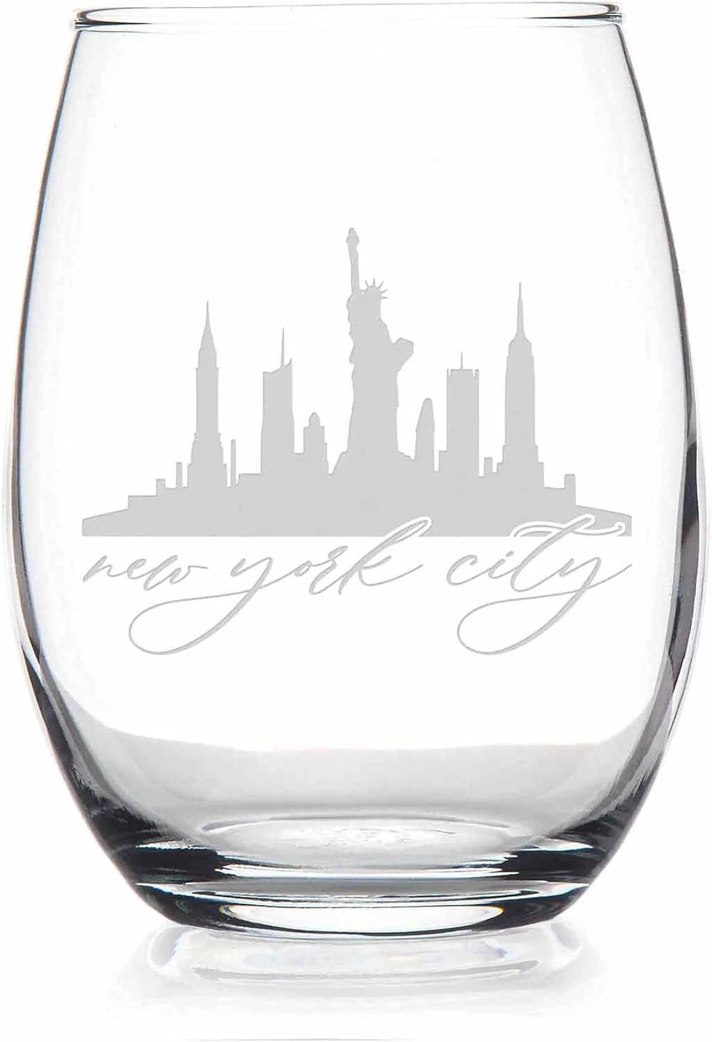 New York City Skyline Stemless Wine Glass - New York City Gift, Nyc Gift, I Love New York Gift, New York City Wine Glass, Nyc Wine Glass