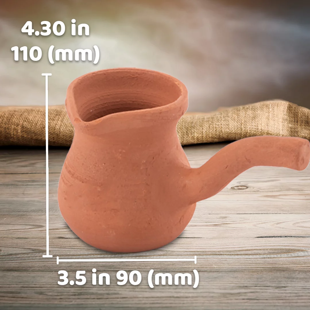Handmade Clay Turkish Coffee Pot, Terracotta Coffee Maker, Earthen Cezve with Clay Handle, Jezve Ibrik Briki Suitable for the Stovetop