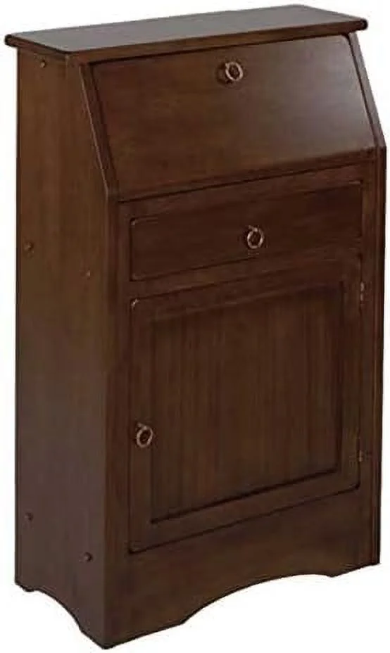 HJNIUNIU Versatile Secretary Desk with Timeless Design | Cabinet Door  Fold-Down Table  Shelves | 38.5" H x 25.1" W x 11.9" D | Walnut Finish