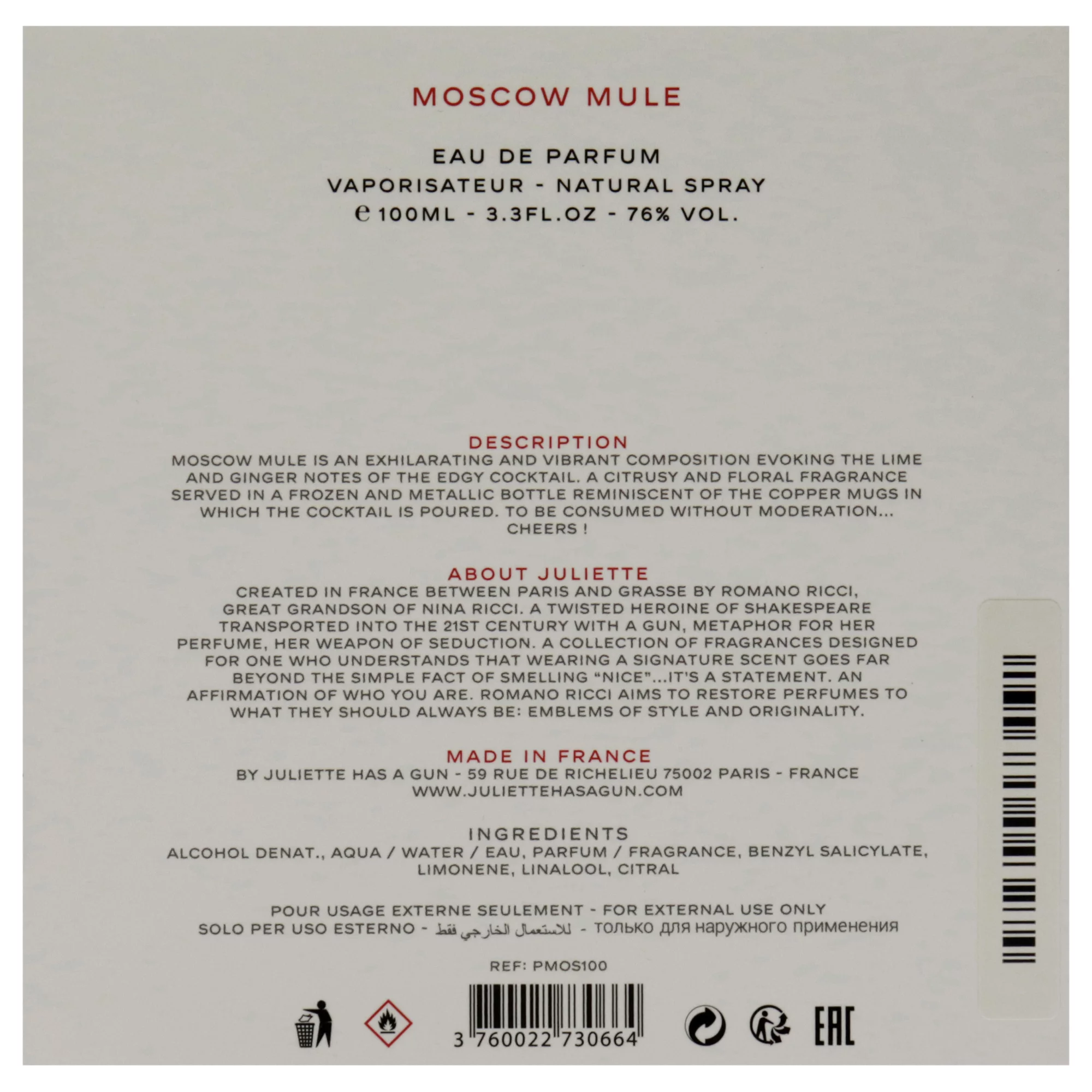 Juliette Has A Gun Moscow Mule 3.3 oz EDP Spray