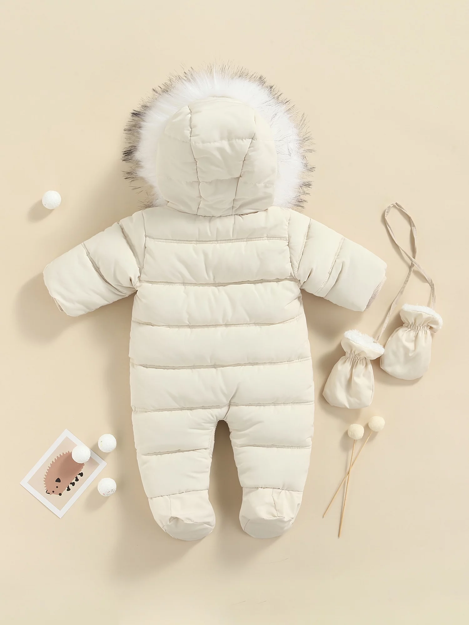 Gwiyeopda Infant Baby Boys Girls Winter Snowsuit Coat Romper Warm Outwear Hooded Footie Puffer Jacket