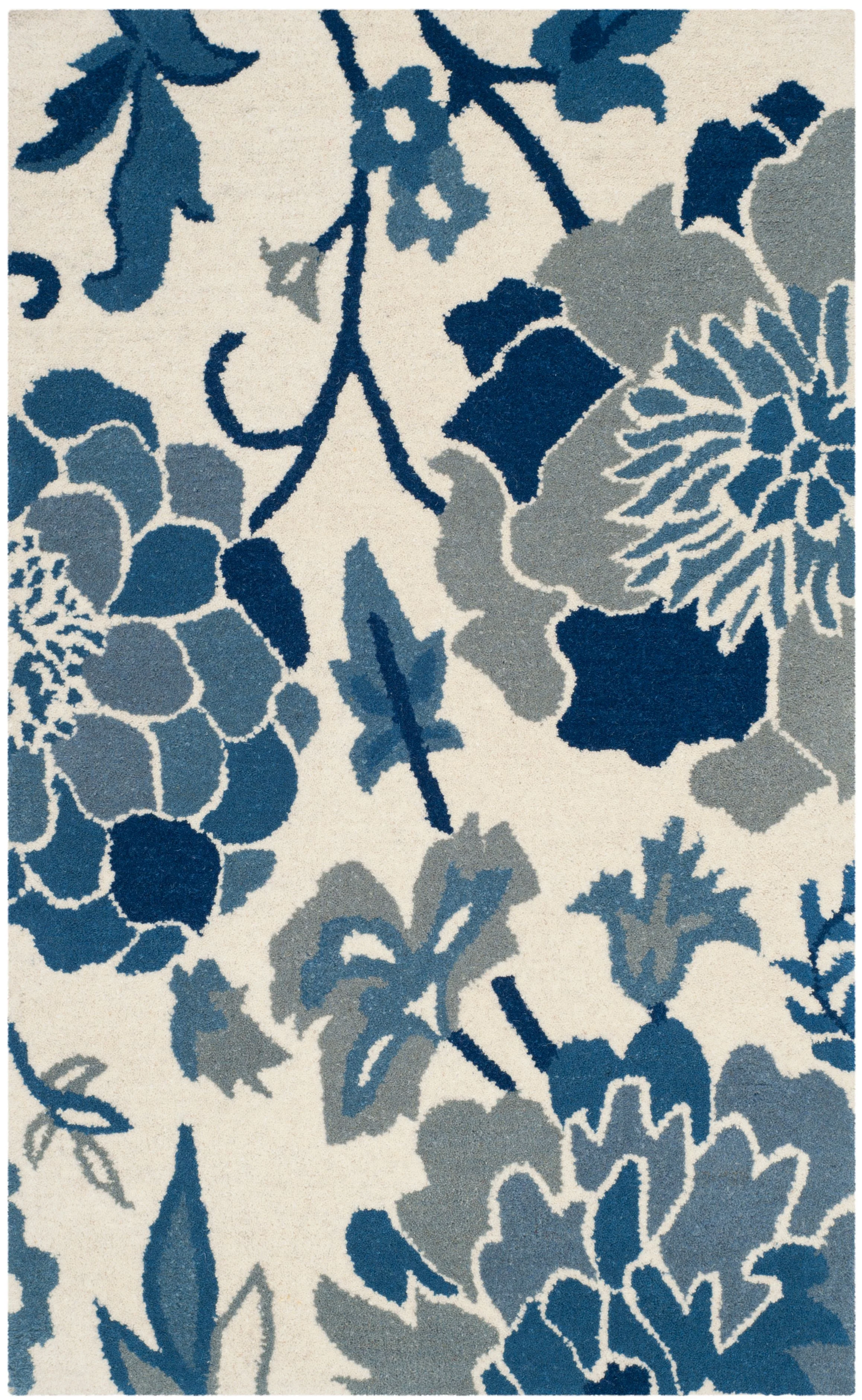 SAFAVIEH Martha Stewart Blue Field Floral Area Rug, Azurite, 2'6