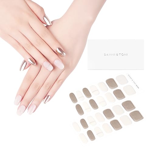 DANNI & TONI Semi Cured Gel Nail Strips Christmas Santa Claus Snowflakes Cat Eye Gel Nail Wraps 28 Stickers | Mistletoe Meow