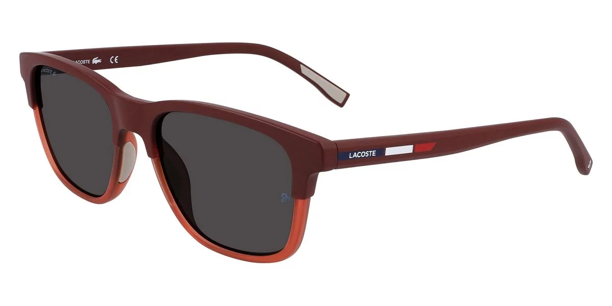 Lacoste L607SND Full Rim Rectangle Matte Red Sunglasses