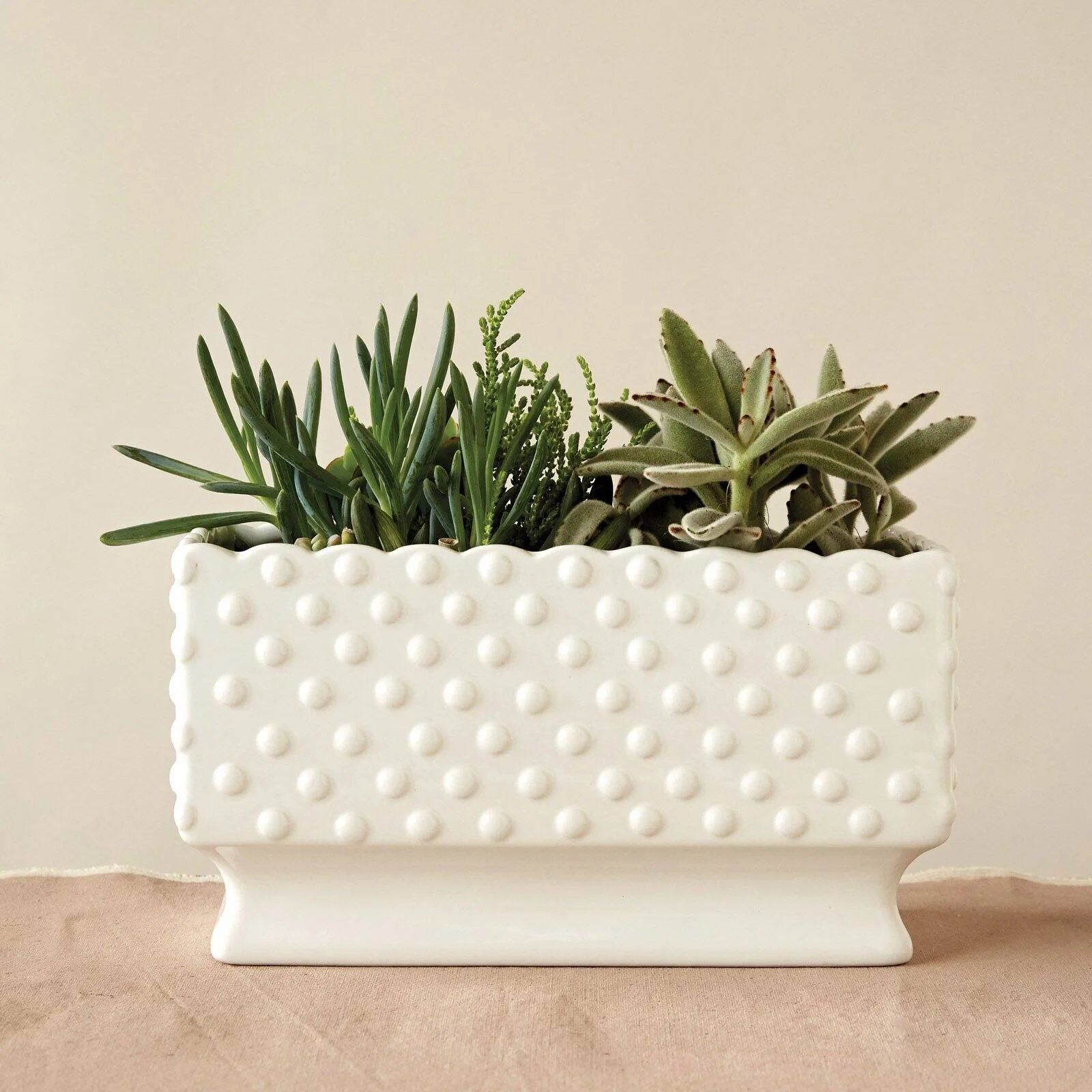 3R Studios White Hobnail Ceramic Planter