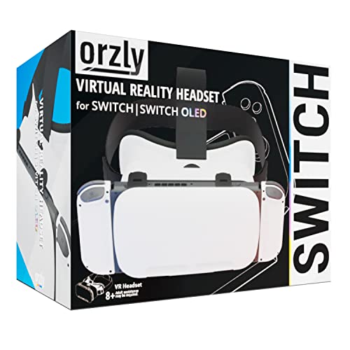 Orzly VR Headset Designed for Nintendo Switch & Switch OLED Console with Adjustable Lens for a Virtual Reality Gaming Experience and for Labo VR - Black - Gift Boxed Edition