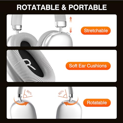 Wireless Over Ear Headphones,Noise Canceling Bluetooth Headphones with Microphone 48H Playtime HiFi Stereo Lightweight Soft Earpads Headset Deep Bass Android iOS Compatibility for Home Travel Office