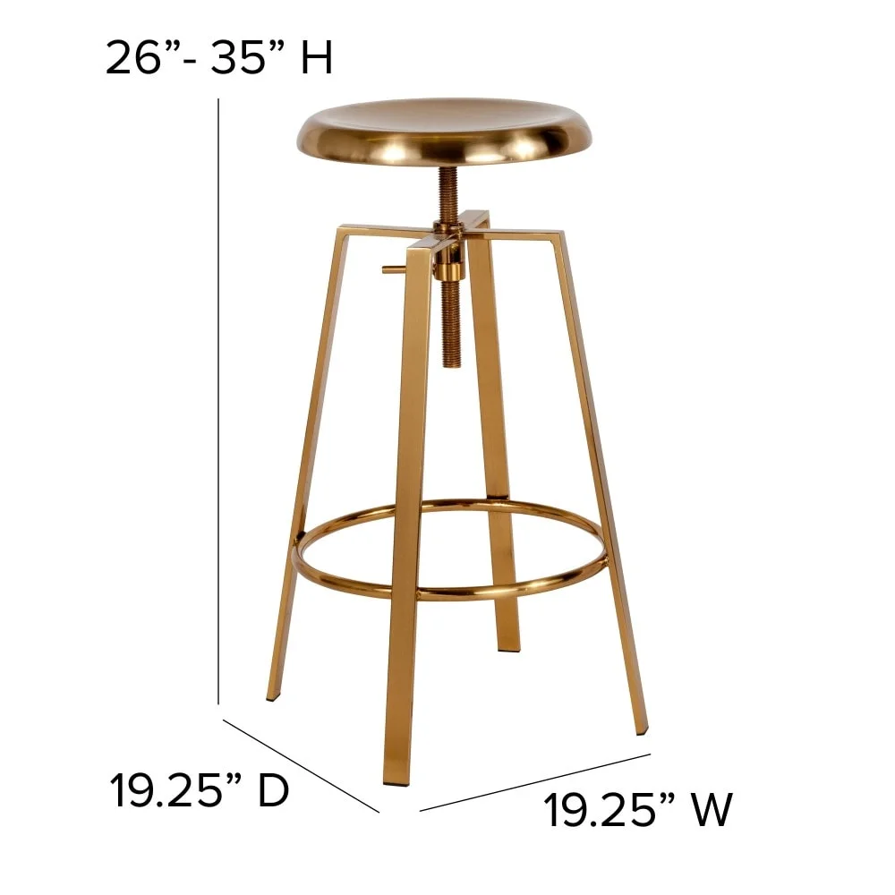 Flash Furniture Industrial Style Barstool with Swivel Lift Adjustable Height Seat Yellow