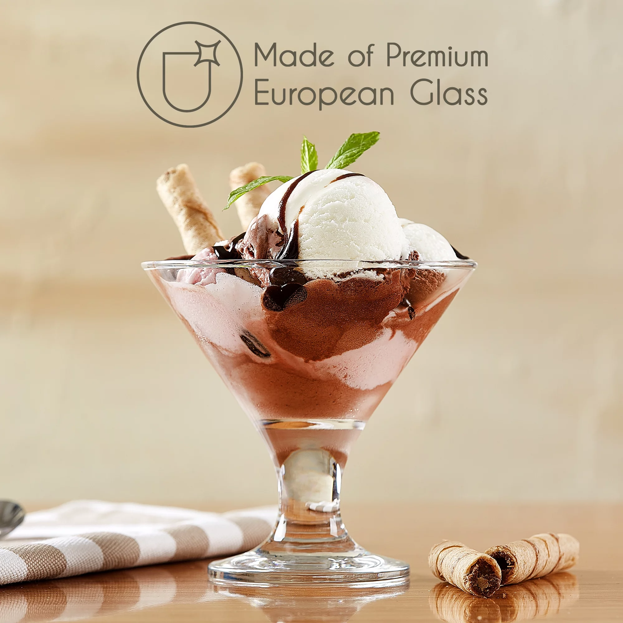 Crystalia Home Small Clear Glass Bowl Set, Dessert, Pudding, Ice Cream, Fruit Serving Cups, Set of 4, 6.25 oz