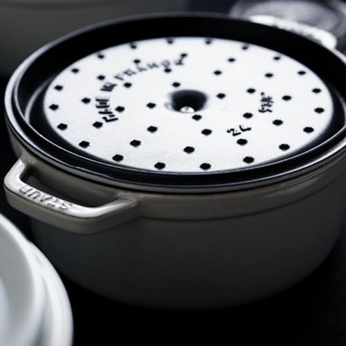 STAUB Cast Iron Dutch Oven 5.5-qt Round Cocotte, Made in France, Serves 5-6, Black Matte