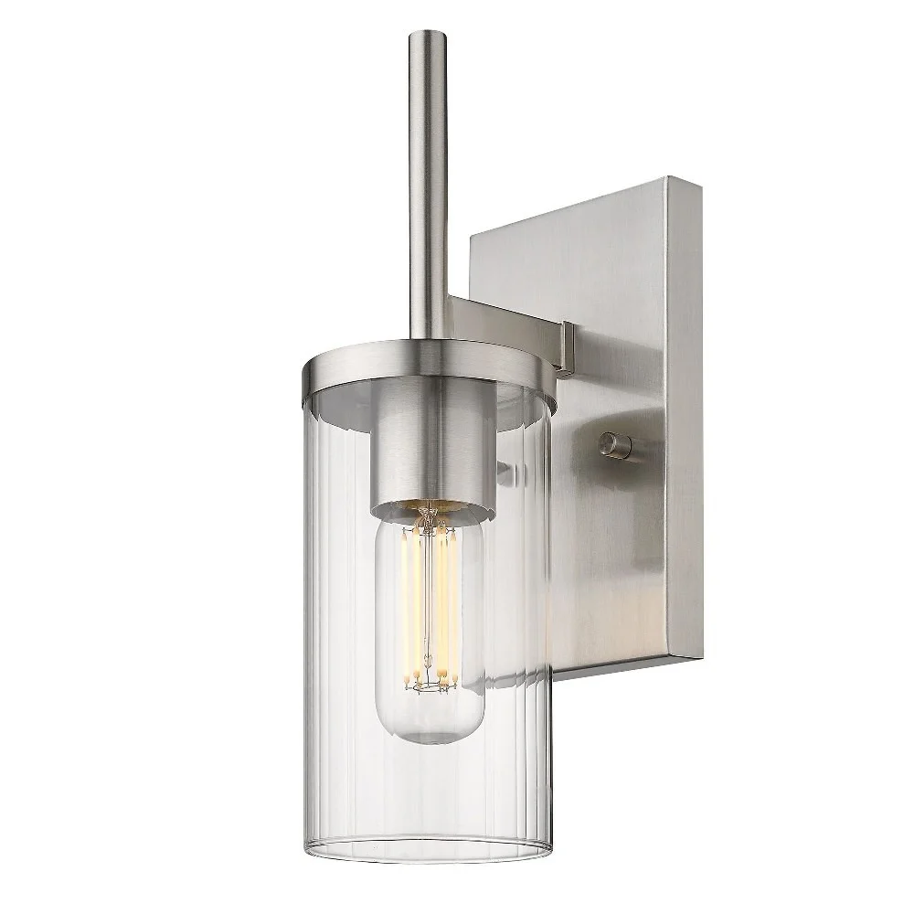 Winslett 1 Light Wall Sconce in Pewter with Ribbed Clear Glass