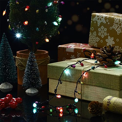Liliful 18 Pcs Christmas Light Necklace Bulk Holiday Light Up Necklaces 33 Inch LED Glow Bulb Battery Operated Necklace for Xmas Party Favors Gift Accessories, 3 Flashing Modes