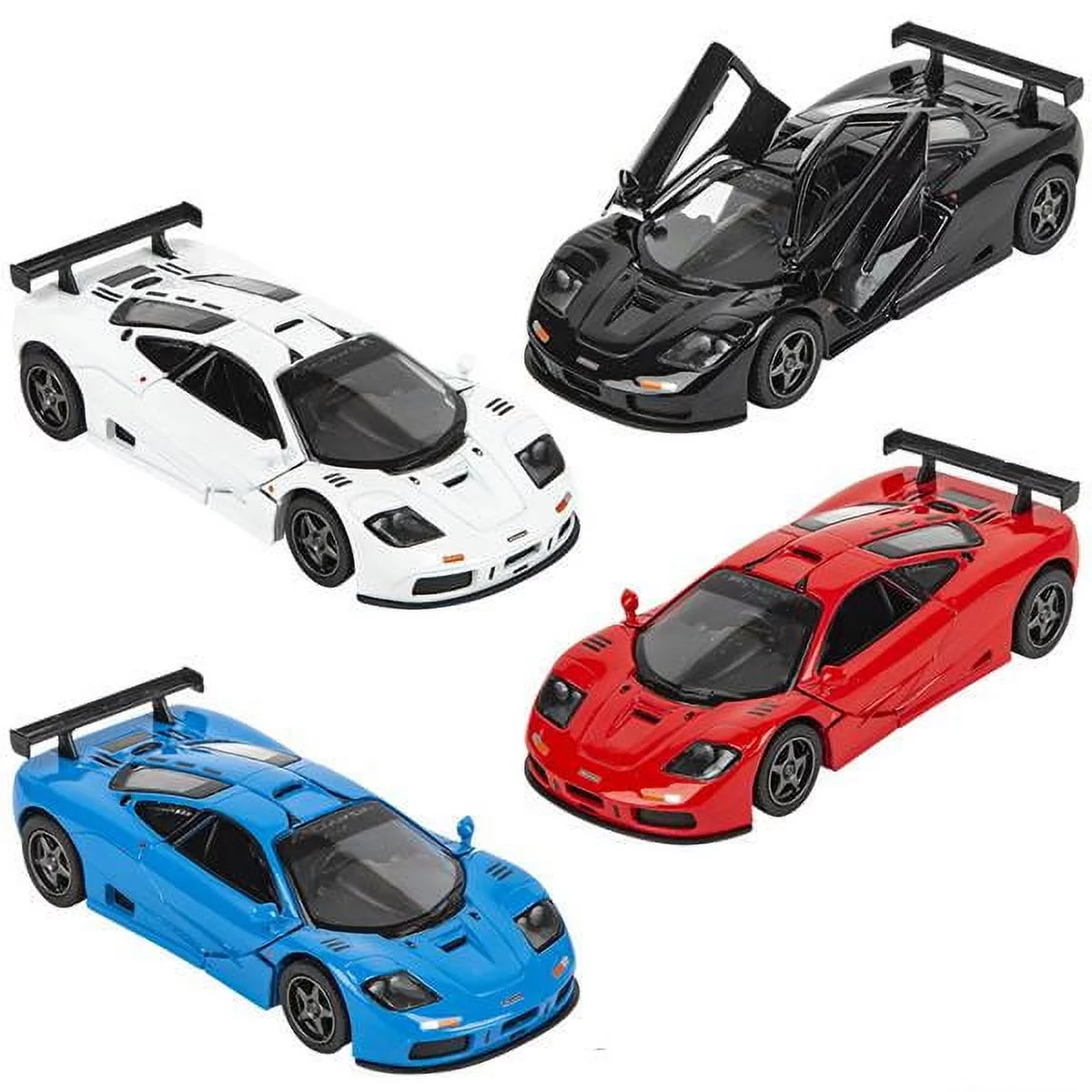 Rhode Island Novelty - Pull Back Die-Cast Metal Vehicles - 1995 MCLAREN F1 GTR (Set of 4)(5 inch) 1:34 Scale