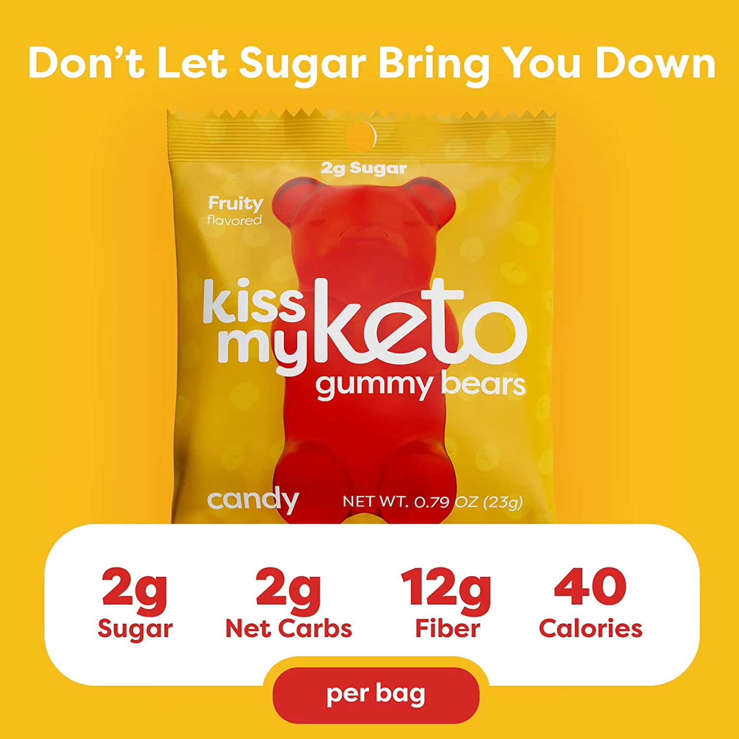 Kiss My Keto Gummies Candy – Low Carb Candy Gummy Bears, Keto Snack Pack – Healthy Candy Gummys – Vegan Candy, Keto Gummy Candy – Keto Candy Gummies (48-pack)