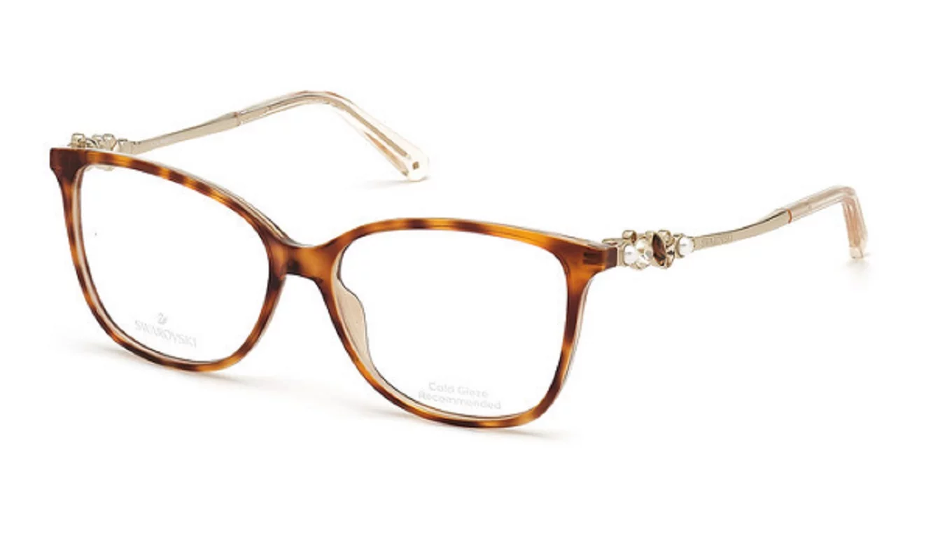Swarovski SK5367 056 Women's Havana Cat Eye Eyeglasses, 55 mm