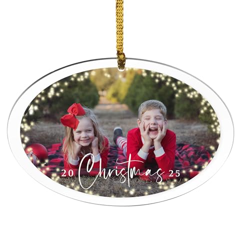Let's Make Memories Personalized Christmas Ornament - Upload Your Photo - 2025 Keepsake Christmas Ornament for Family, Couple, Friend - Rustic Round Photo