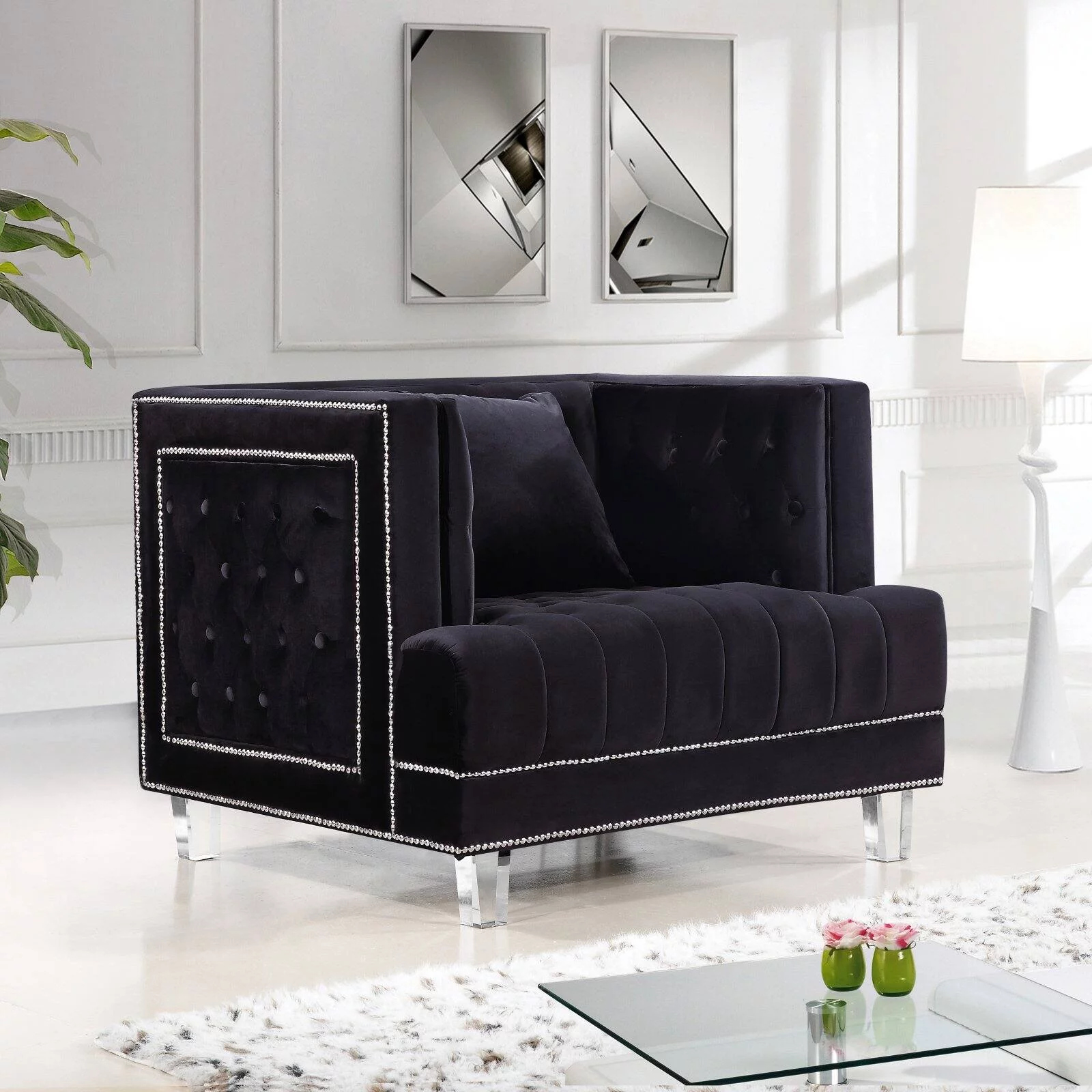 Meridian Furniture Lucas Cream Velvet Chair