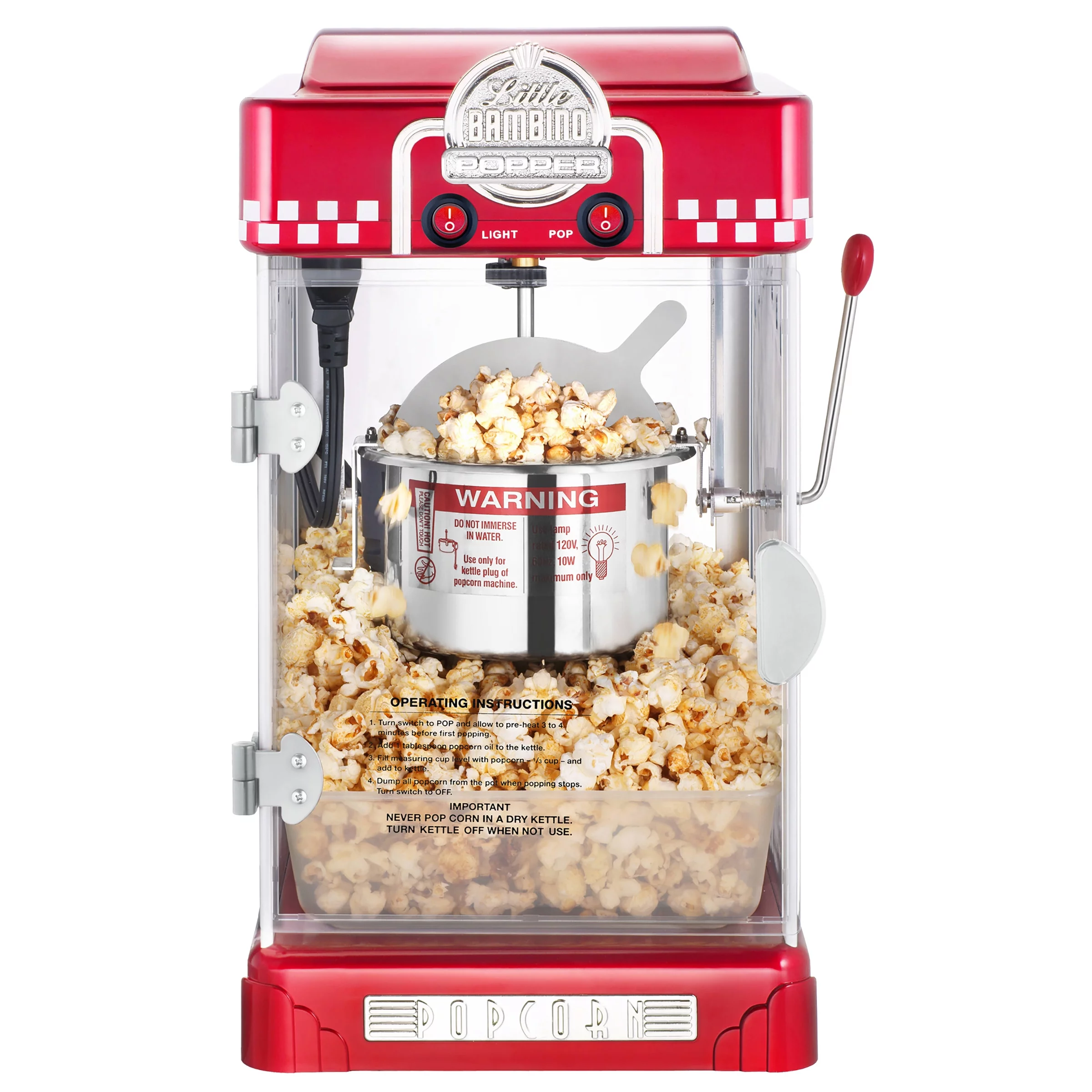 Great Northern Little Bambino Table Top Retro Machine Popcorn Popper (2.5 oz, Red)