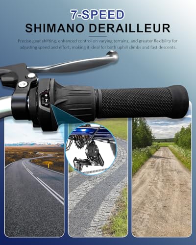 StableRide Adult Tricycle, 20-Inch Fat Tire All-Terrain 3-Wheel Bike, 7-Speed Heavy-Duty, 450lb Capacity, Large Cargo Basket, Dual Disc Brakes, Comfort Seat for Seniors