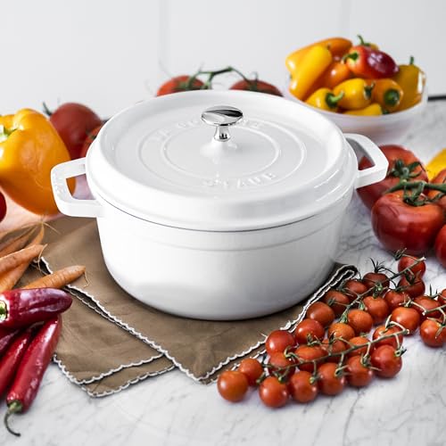 STAUB Cast Iron Dutch Oven 5.5-qt Round Cocotte, Made in France, Serves 5-6, Black Matte