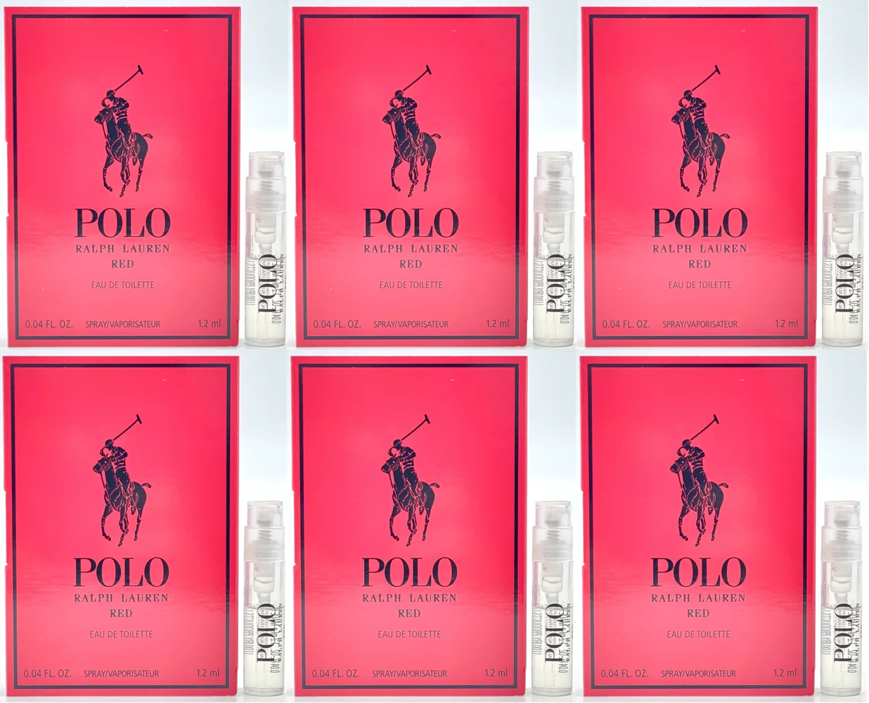 Polo Red by Ralph Lauren for Men 0.04 oz Eau de Toilette Spray Vial - PACK OF 6