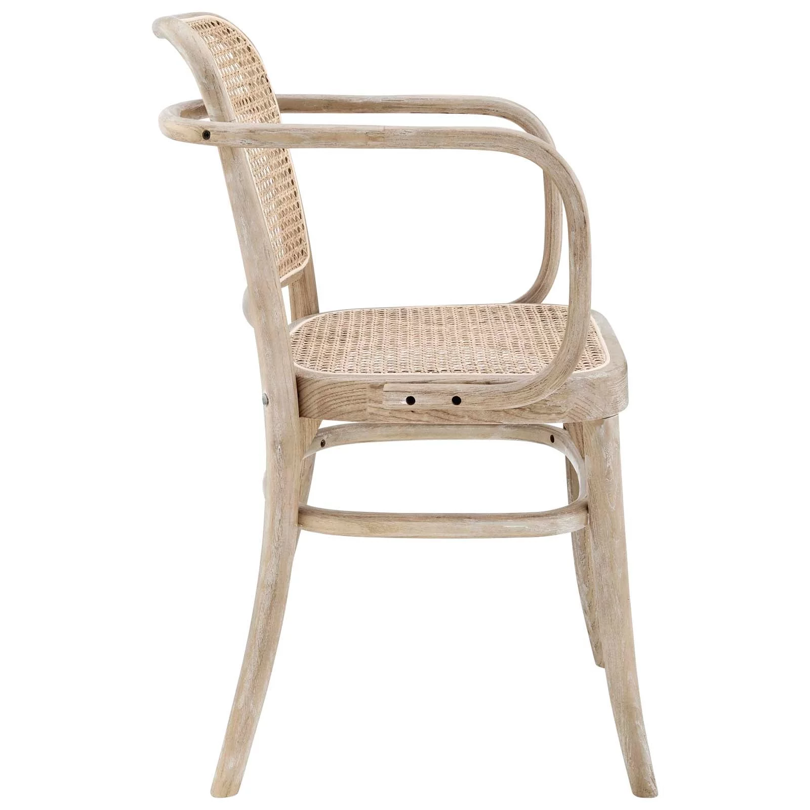 Cane Dining Chair, Rattan Armchair, Wicker Wooden Chair – Washed Frame Natural Seat