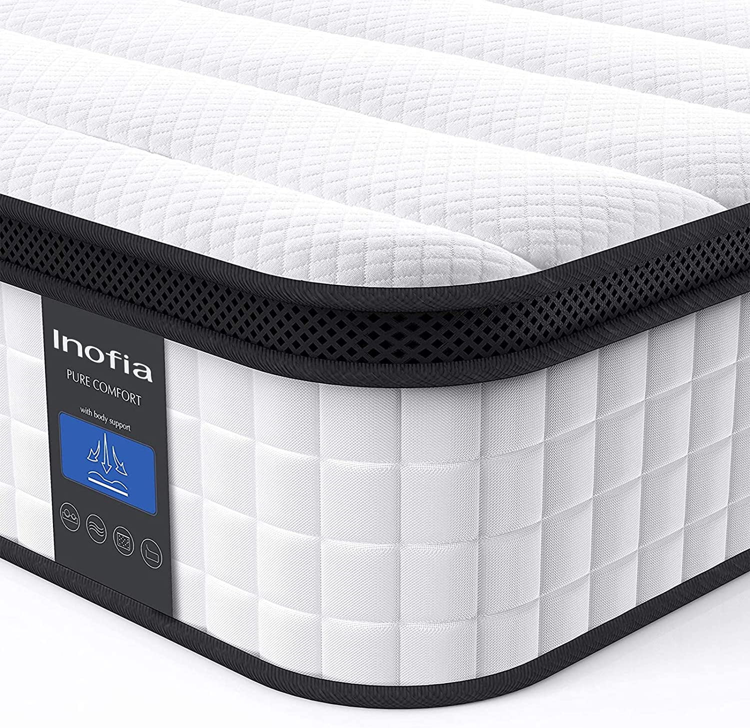 Inofia 10 inch Hybrid Twin Size Mattress in a Box with Responsive Memory Foam, Multiple Sizes