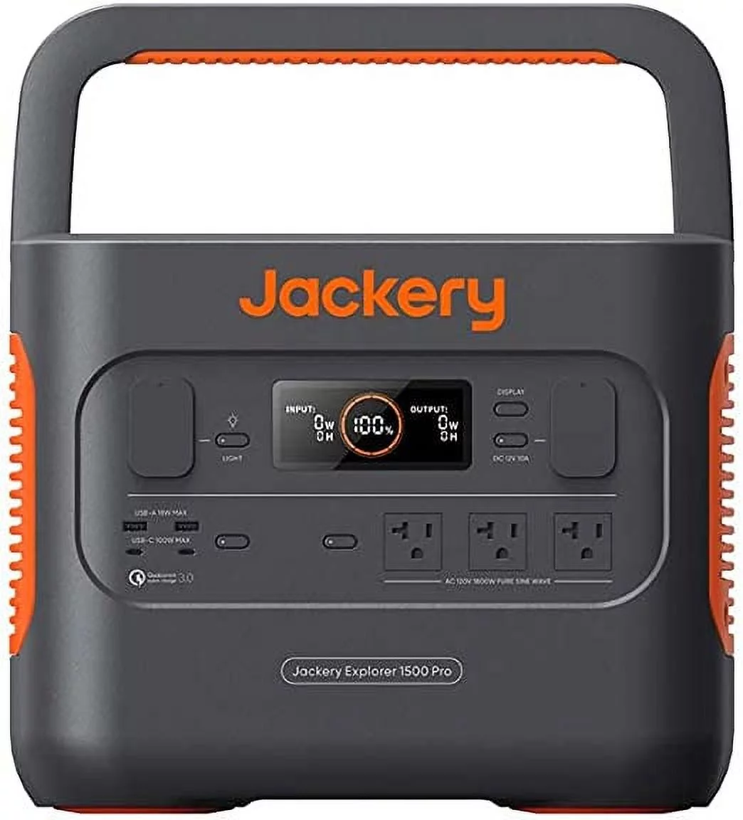 Jackery Explorer 1500 Pro Portable Power Station, Solar Generator with 1512Wh, 2x100W PD Ports(Solar Panel Optional)