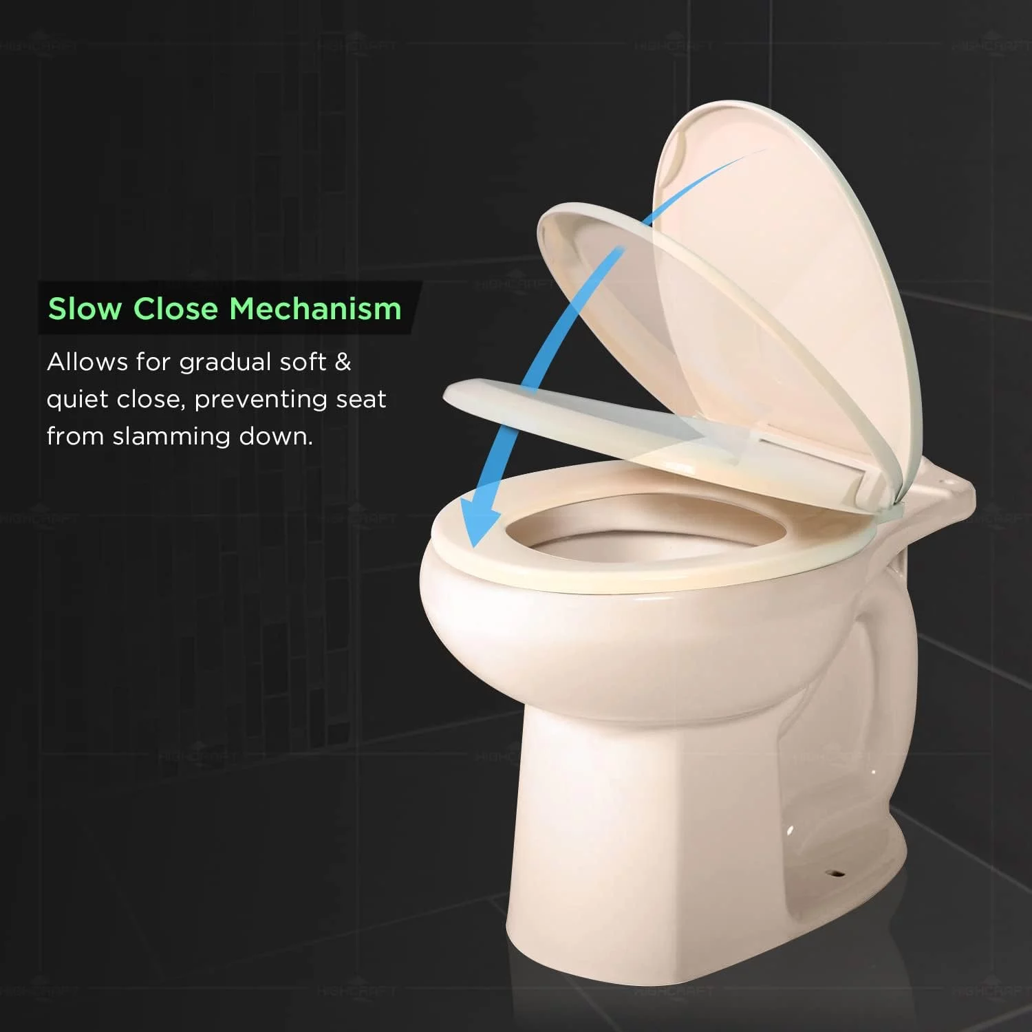 B4TSPR Round Plastic Toilet Seat Slow Close ? Easy Remove,