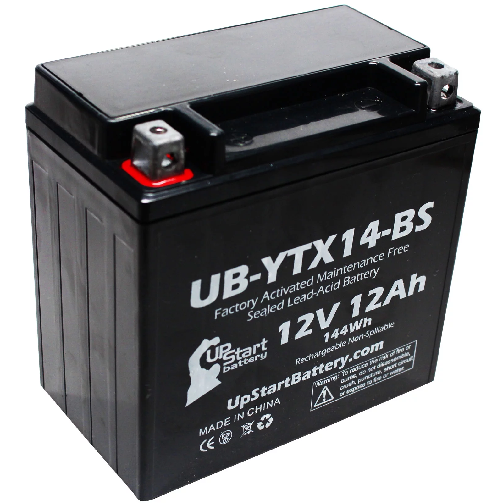 Replacement 1990 Honda FL400R Pilot 400 CC Factory Activated, Maintenance Free, ATV Battery - 12V, 12AH, UB-YTX14-BS