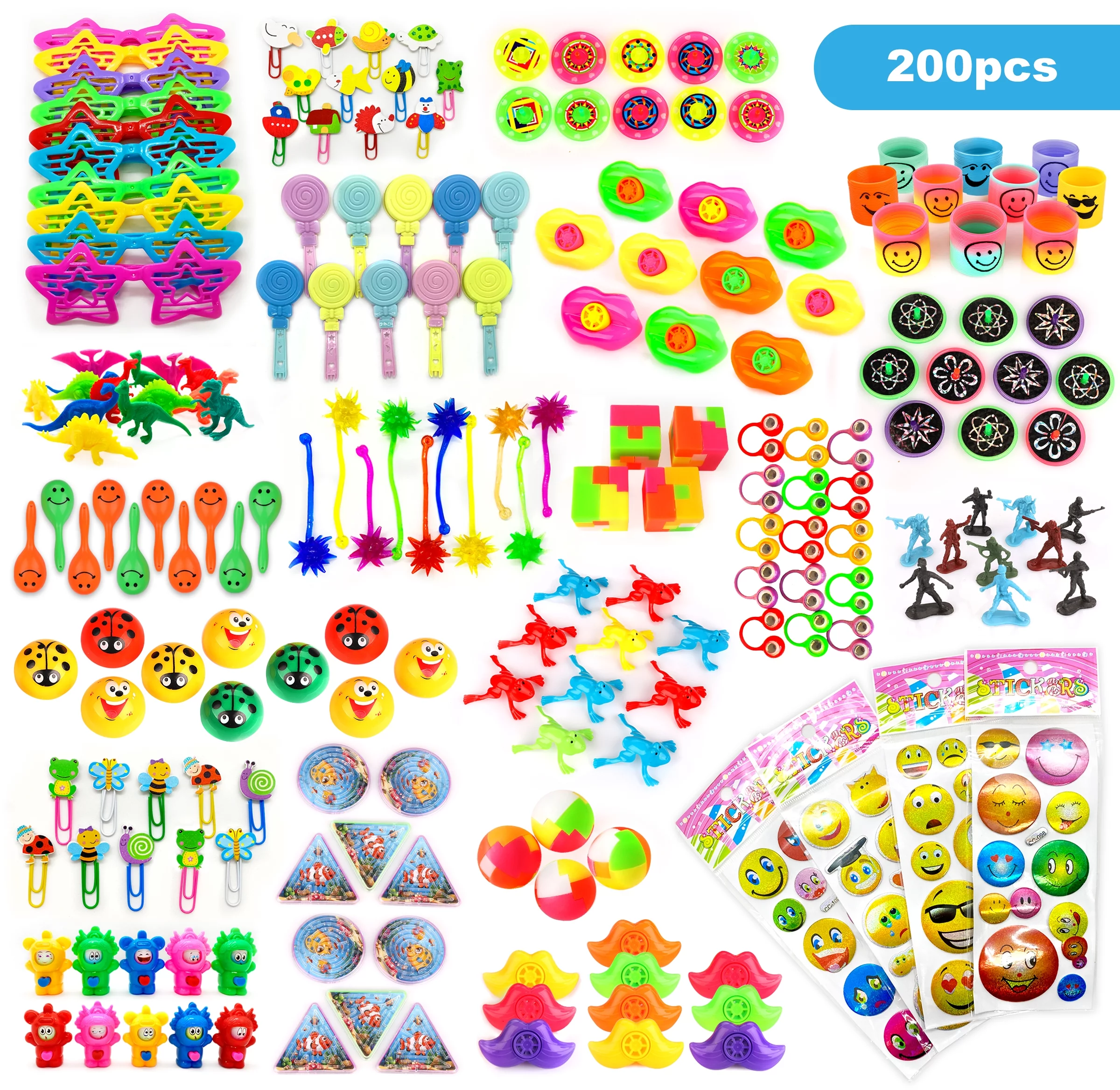 S SWIRLLINE Party Favors Birthday Pinata Filler Halloween Toys Bulk Carnival Prizes for Kids Classroom 200 Pcs