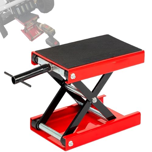 SUNROAD 1100 LB Motorcycle Quick Lift Jack for ATVs Dirt Bike Scooter Center Scissor Stand, Red