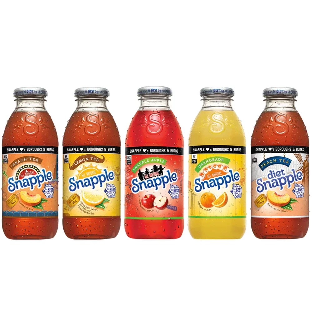 Snapple 16 oz Variety Pack 24, 5 Peach, 5 Apple, 5 Orangeade, 4 Diet Peach, 5 Lemon, Pack of (24, 16, 8)