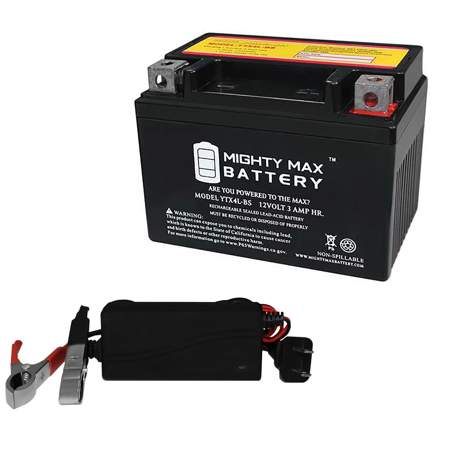 YTX4L-BS Replacement Battery for Exide 4L-BS + 12V 1Amp Charger