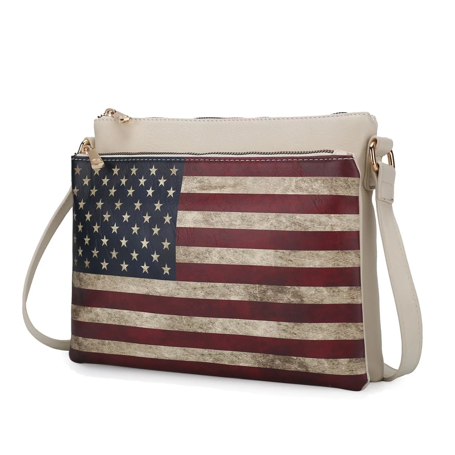 MKF Collection Madeline Printed Flag Vegan Leather Womens Crossbody Bag by Mia K