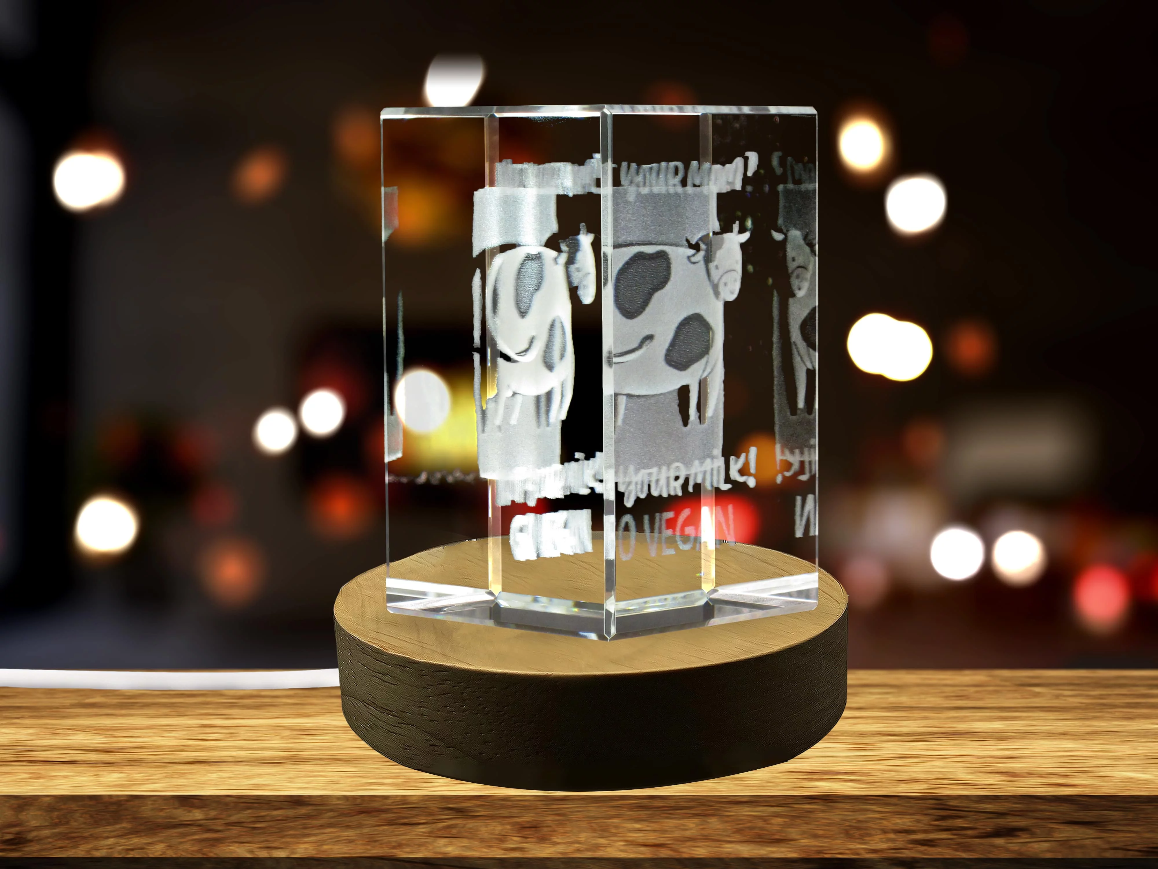 Cute Cow 3D Engraved Crystal 3D Engraved Crystal Keepsake/Gift/Decor/Collectible/Souvenir